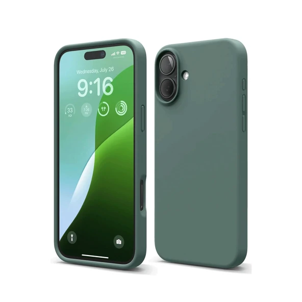 iPhone 16 Plus Kılıf Nano İçi Kadife Silikon - Koyu Yeşil ürün görseli 1