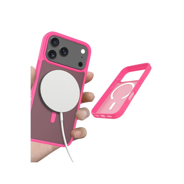 iPhone 17 Pro Max Jota Magsafe Kapak - Rose - Resim 4