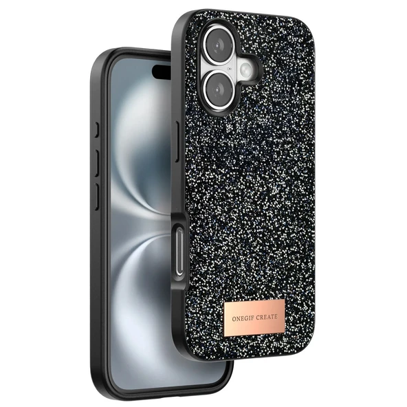 iPhone 16 Plus Bright Simli Kapak - Siyah ürün görseli 1