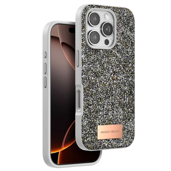 iPhone 16 Pro Max Bright Simli Kapak - Gümüş ürün görseli 1