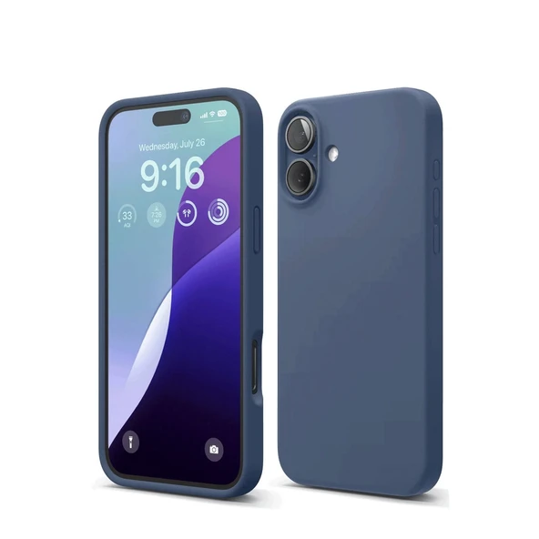 iPhone 16 Kılıf Nano İçi Kadife Silikon - Lacivert ürün görseli 1