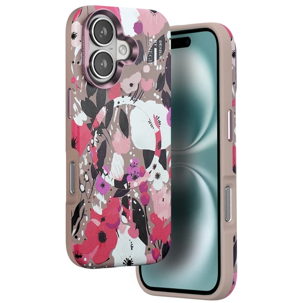 iPhone 16 Flower Series Magsafe Kapak - Pembe ürün görseli 1