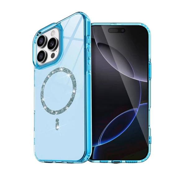 iPhone 16 Pro Max Live Diamond Magsafe Kapak - Mavi ürün görseli 1