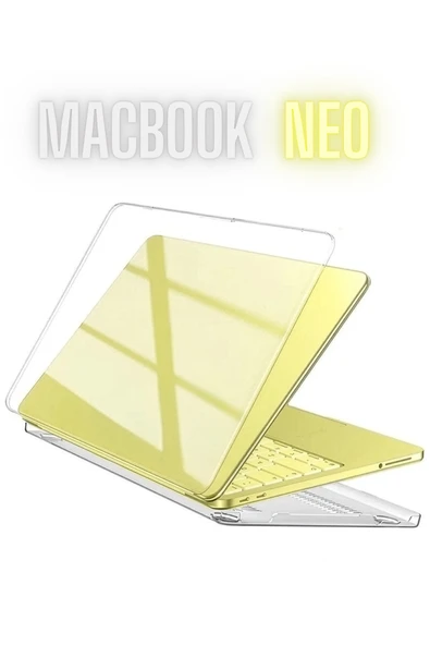 Macbook Neo 13 inç A3404 Uyumlu Kılıf Kristal Kapak Şeffaf Parlak Tam Koruma Alt Üst Koruyucu   Şeffaf ürün görseli 1