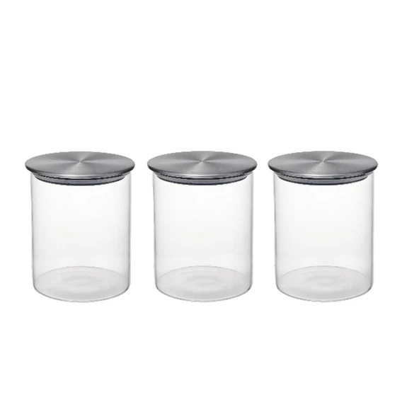 Metal Kapaklı 3lü Kavanoz Takımı 850 ML Borosilkat Cam Hava Almaz ürün görseli 1