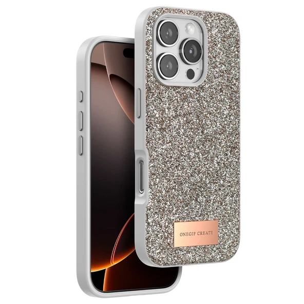 iPhone 16 Pro Bright Simli Kapak - Gold ürün görseli 1