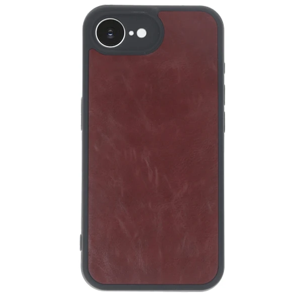 iPhone 16e Kılıf Aras Deri Kapak - Bordo - Resim 2