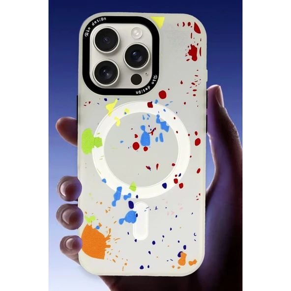 iPhone 16 Pro Max Colorful Magsafe Kapak - Şeffaf - Resim 3