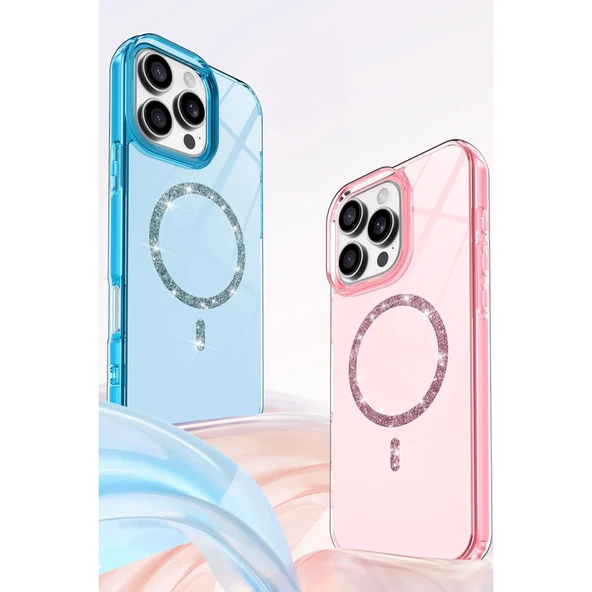 iPhone 16 Pro Max Live Diamond Magsafe Kapak - Pembe - Resim 2