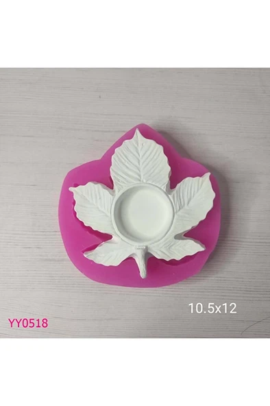 YY0518 Çınar Yaprağı Tealight Silikon Kalıp ürün görseli 1