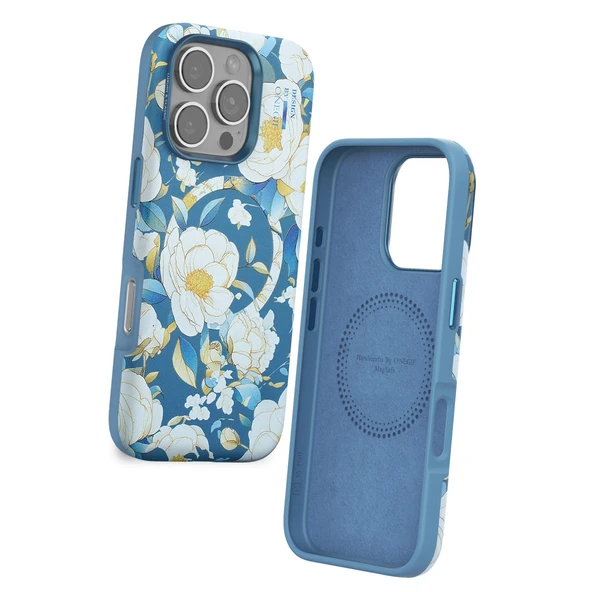 iPhone 16 Pro Flower Series Magsafe Kapak - Mavi - Resim 2
