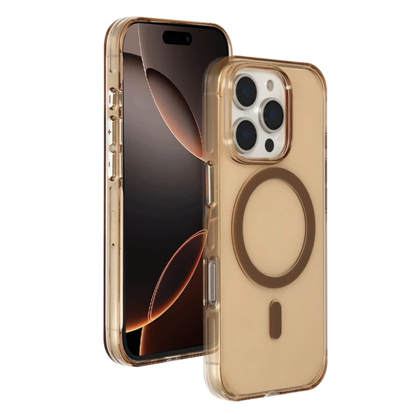 iPhone 16 Pro Max Gleam Pc Sert Magsafe Kılıf - Şeffaf-gold ürün görseli 1