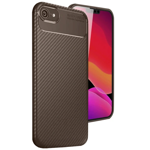 iPhone 16e Kılıf Auto Focus Karbon Kapak - Kahverengi ürün görseli 1