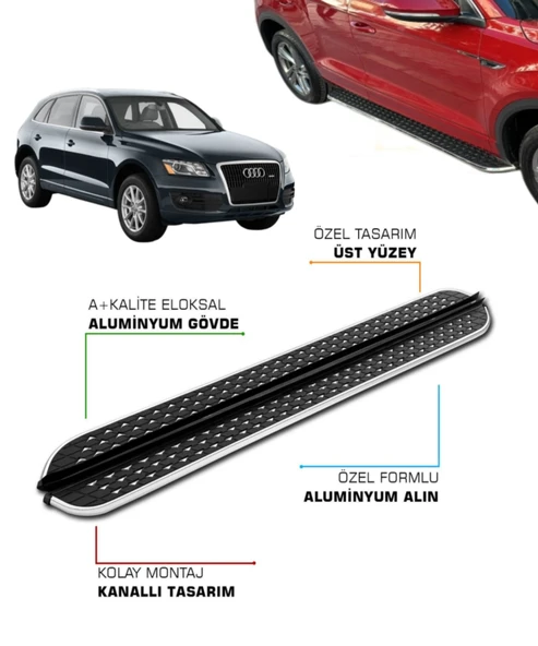 AUDİ Q5 2008 2009 2010 2011 2012 2013 2014 2015 2016 2017 ARACA ÖZEL YAN BASAMAK ürün görseli 1