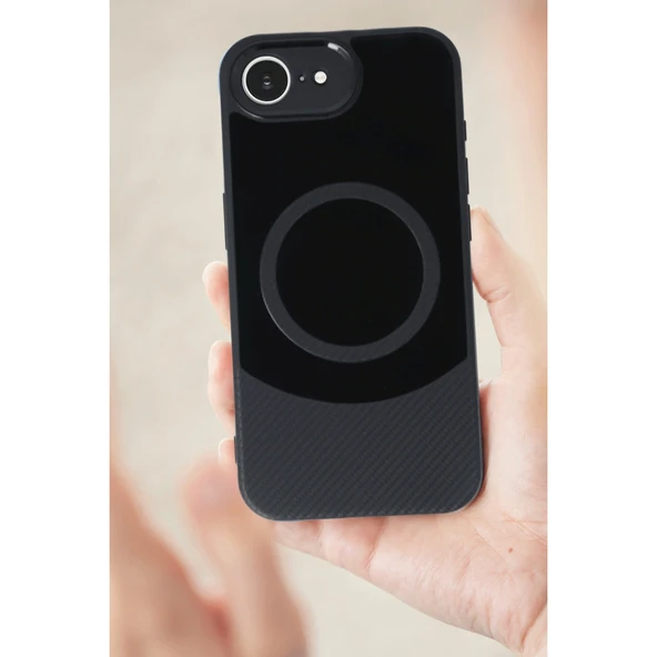 iPhone 16e Kılıf Maya Karbon Kapak - Siyah - Resim 3