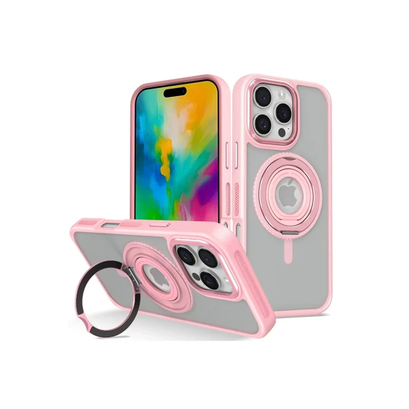 iPhone 16 Pro Banza Magsafe Standlı Kapak - Pembe ürün görseli 1