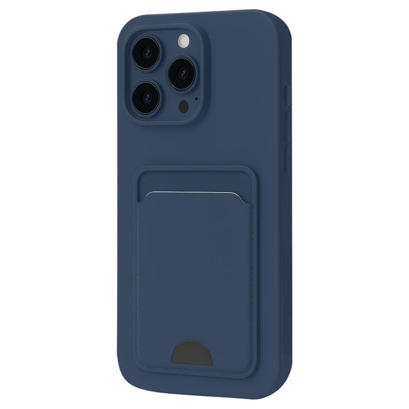 iPhone 16 Plus Kılıf Kelvin Kartvizitli Silikon - Lacivert ürün görseli 1
