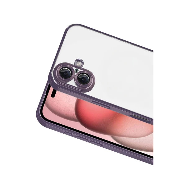 iPhone 17 Kamera Korumalı Lensli Silikon - Mor - Resim 2