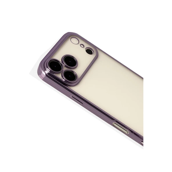 iPhone 17 Pro Max Kamera Korumalı Lensli Silikon - Mor - Resim 3