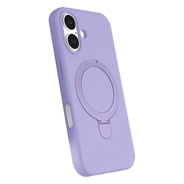 iPhone 16 Plus Regal Magsafe Standlı Kapak - Lila - Resim 3