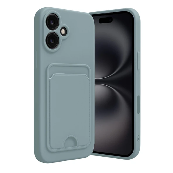 iPhone 16 Kılıf Kelvin Kartvizitli Silikon - Açık Yeşil ürün görseli 1