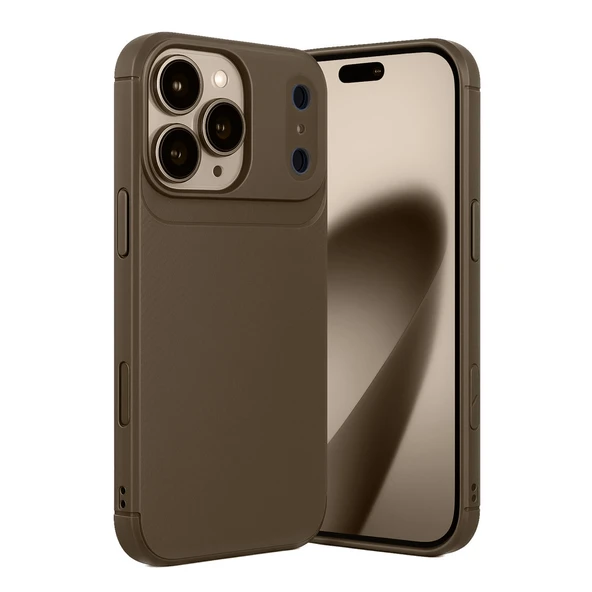 iPhone 17 Pro Max Auto Focus Karbon Kapak - Kahverengi ürün görseli 1
