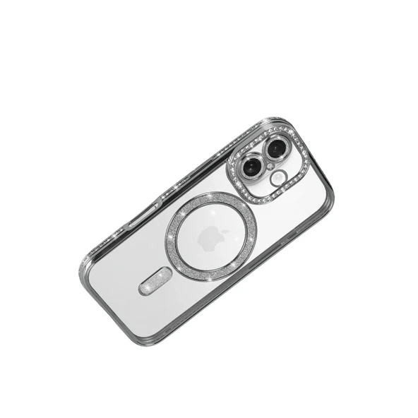 iPhone 17 Joke Simli Magneticsafe Kılıf - Gümüş - Resim 4