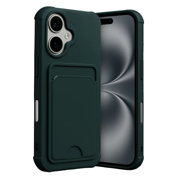 iPhone 17 Kelvin Kartvizitli Silikon - Koyu Yeşil ürün görseli 1