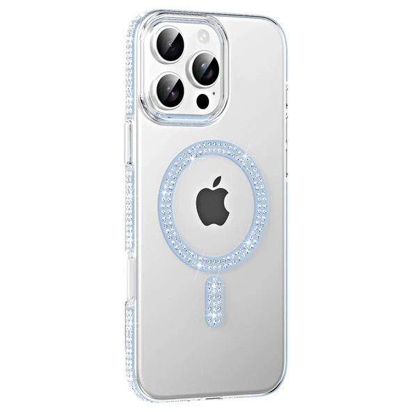 iPhone 16 Pro Max Move Taşlı Magsafe Kapak - Mavi ürün görseli 1