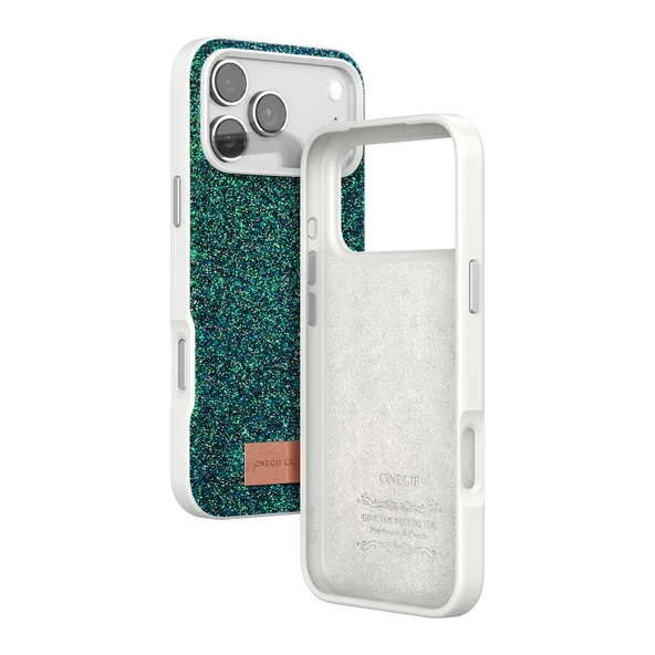 iPhone 17 Pro Max Bright Simli Kapak - Koyu Yeşil - Resim 3