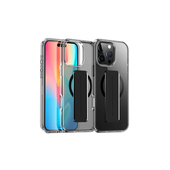 iPhone 16 Pro Max Kılıf Alfa Magsafe Standlı Kapak - Siyah ürün görseli 1