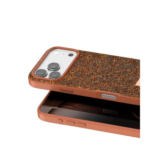 iPhone 17 Pro Bright Simli Kapak - Turuncu - Resim 2