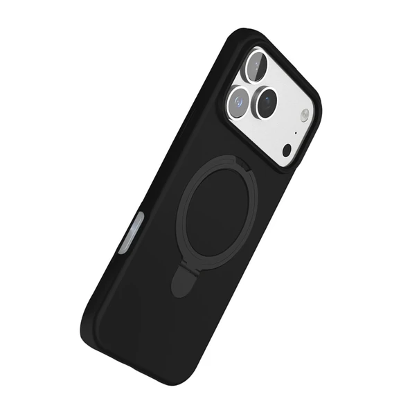 iPhone 17 Pro Regal Magsafe Standlı Kapak - Siyah - Resim 4