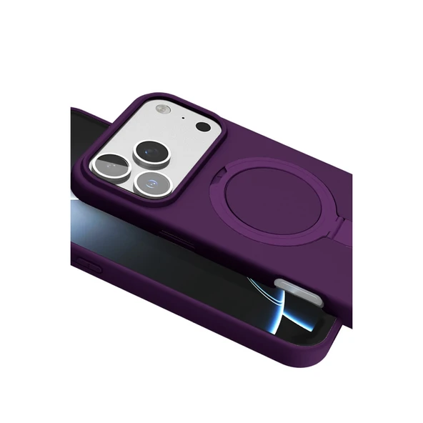 iPhone 17 Pro Max Regal Magsafe Standlı Kapak - Derin Mor - Resim 5