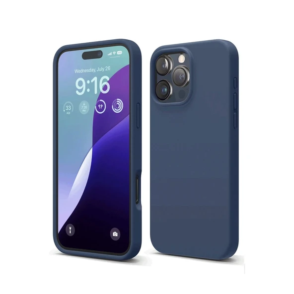 iPhone 16 Pro Kılıf Nano İçi Kadife Silikon - Lacivert ürün görseli 1