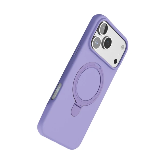 iPhone 17 Pro Max Regal Magsafe Standlı Kapak - Lila - Resim 4