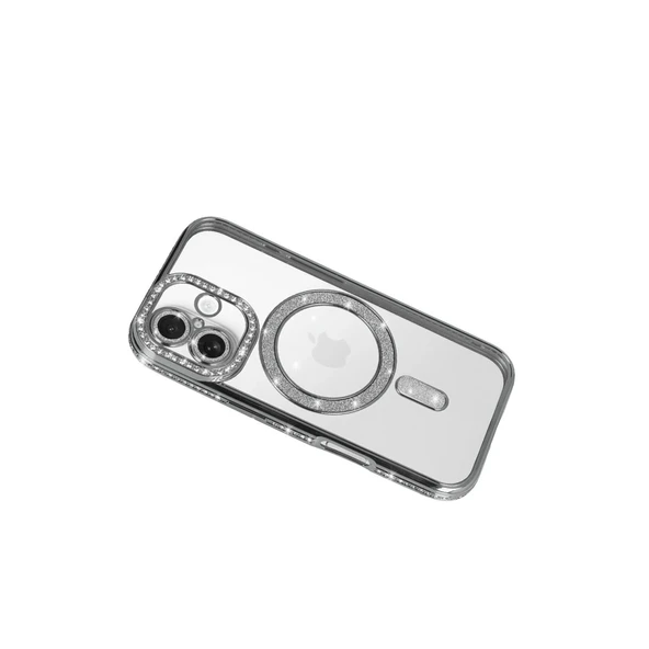 iPhone 17 Joke Simli Magneticsafe Kılıf - Gümüş - Resim 3