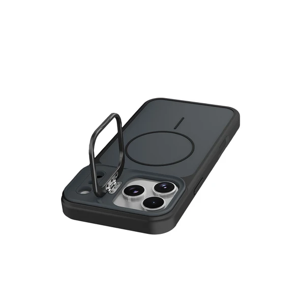 iPhone 17 Pro Max Pale Magsafe Standlı Kapak - Siyah - Resim 3