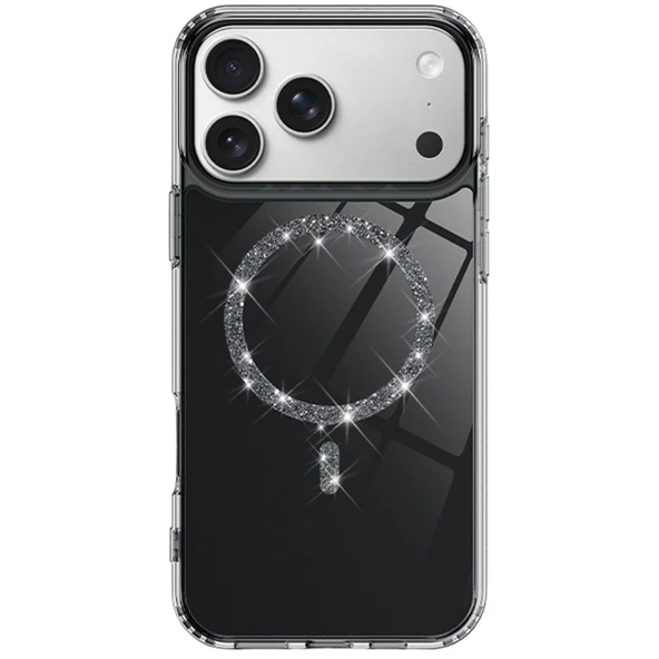 iPhone 17 Pro Live Diamond Magsafe Kapak - Siyah - Resim 2