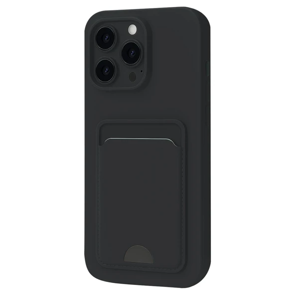 iPhone 16 Plus Kılıf Kelvin Kartvizitli Silikon - Siyah ürün görseli 1