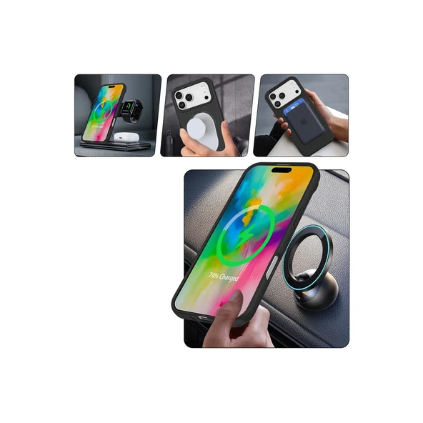iPhone 17 Pro Regal Magsafe Standlı Kapak - Derin Mor - Resim 7