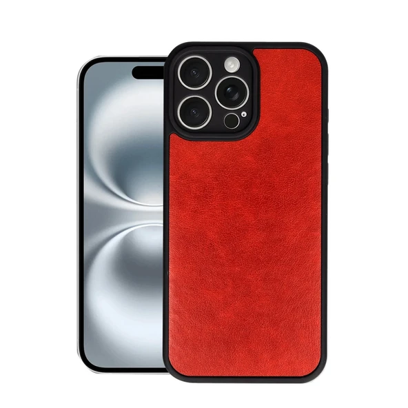 iPhone 16 Pro Kılıf Aras Deri Kapak - Kırmızı ürün görseli 1
