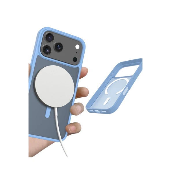 iPhone 17 Pro Max Jota Magsafe Kapak - Açık Mavi - Resim 4