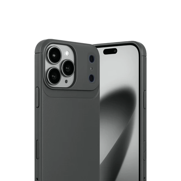 iPhone 17 Pro Max Auto Focus Karbon Kapak - Gri - Resim 2