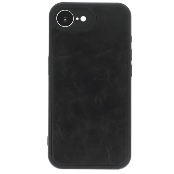 iPhone 16e Kılıf Aras Deri Kapak - Siyah - Resim 2