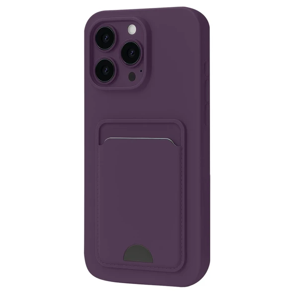 iPhone 16 Pro Kılıf Kelvin Kartvizitli Silikon - Derin Mor ürün görseli 1