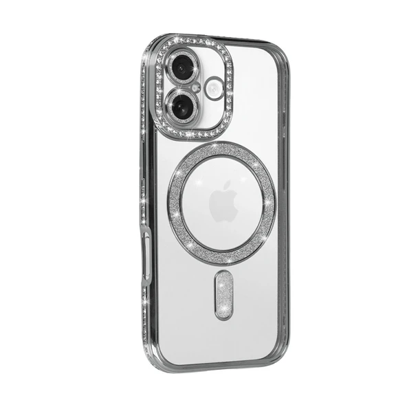 iPhone 17 Joke Simli Magneticsafe Kılıf - Gümüş - Resim 2