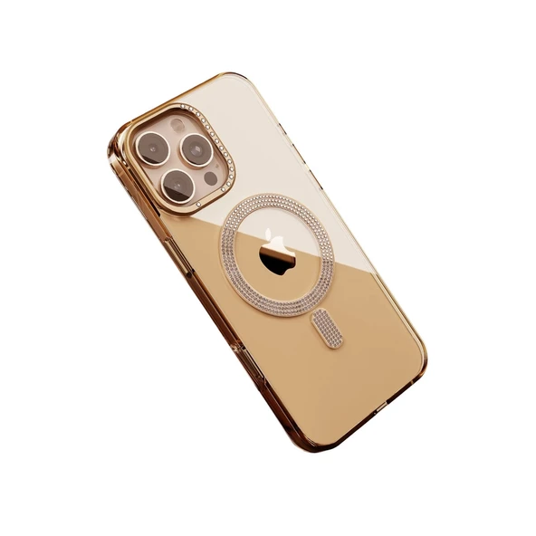 iPhone 16 Pro Max Tash Diamond Magsafe Kapak - Gold - Resim 4