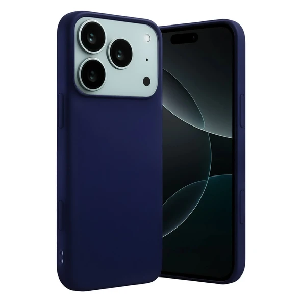 iPhone 17 Pro Nano İçi Kadife Silikon - Lacivert ürün görseli 1