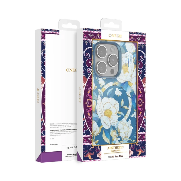 iPhone 16 Pro Max Flower Series Magsafe Kapak - Mavi - Resim 4